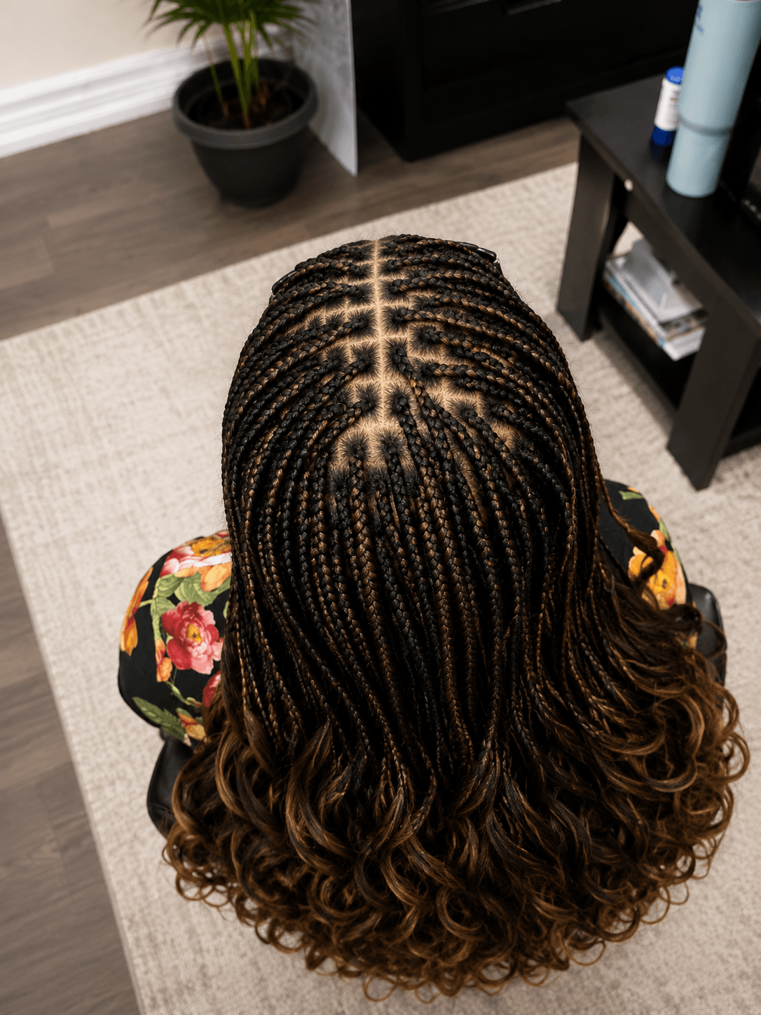 Boho crochet curls in clean studio backdrop